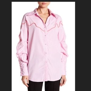 Tea & Cup Can't Buy Me Love Stripe Blouse - Pink